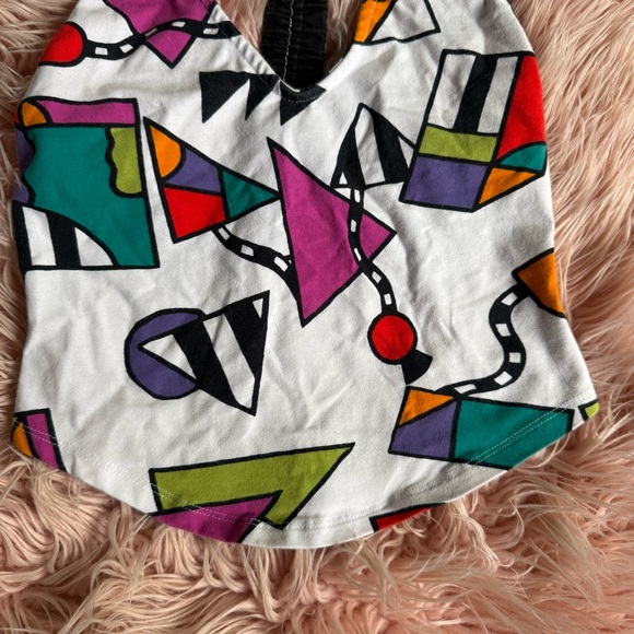 Urban Outfitters White & Black Geometric Print Racerback Cropped Tank Top XS - Picture 3 of 6